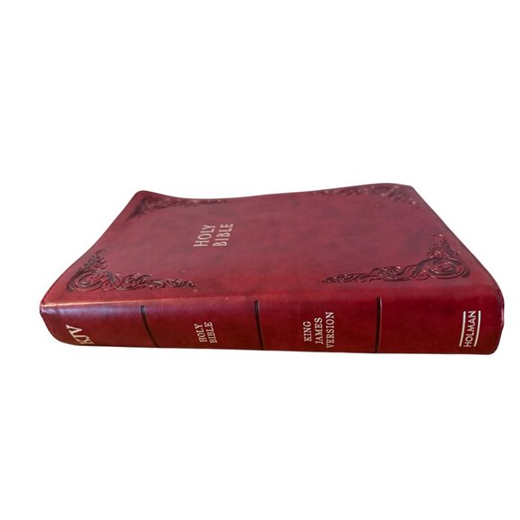 Giant Print KJV Holy Bible Faux Leather Cover Red Decorative Tabs Red Letter - Picture 8 of 10